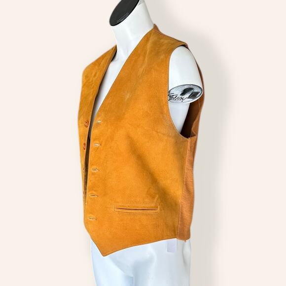 Copen-Core Denmark Burt Orange Suede Vest Mens Medium - Picture 4 of 8